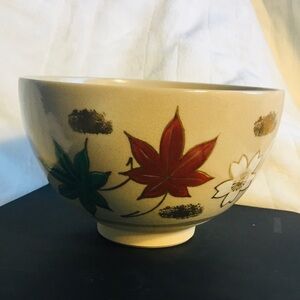 Japanese Matcha Tea Bowl, Kyo Ware Kosouzukuri Autumn Leaves & Cherry Blossoms